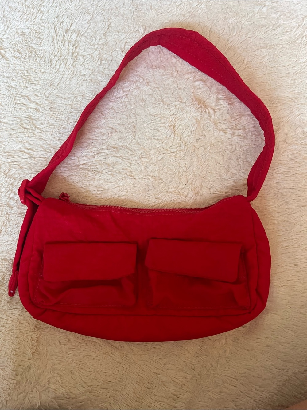Red Nylon Shoulder Bag